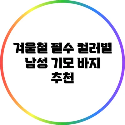 겨울철 필수 컬러별 남성 기모 바지 추천