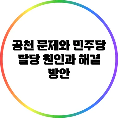 공천 문제와 민주당 탈당: 원인과 해결 방안