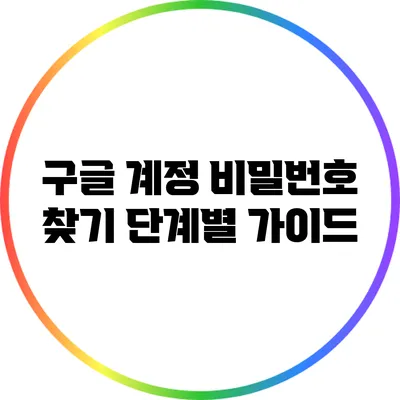 구글 계정 비밀번호 찾기: 단계별 가이드