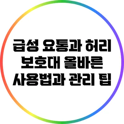 급성 요통과 허리 보호대: 올바른 사용법과 관리 팁