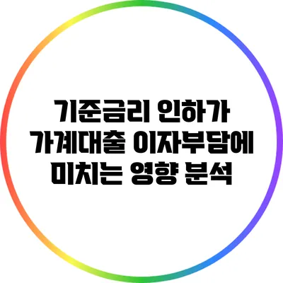 기준금리 인하가 가계대출 이자부담에 미치는 영향 분석