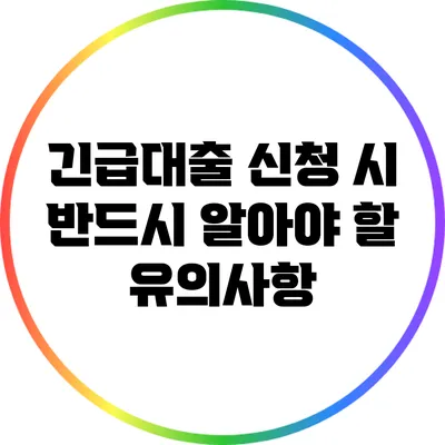 긴급대출 신청 시 반드시 알아야 할 유의사항