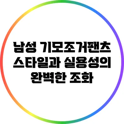 남성 기모조거팬츠: 스타일과 실용성의 완벽한 조화