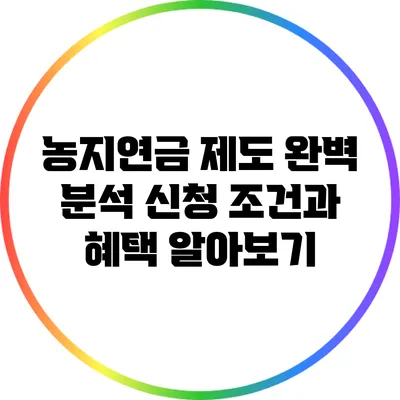 농지연금 제도 완벽 분석: 신청 조건과 혜택 알아보기