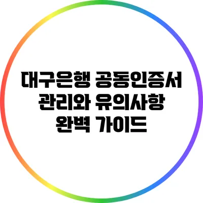 대구은행 공동인증서 관리와 유의사항 완벽 가이드