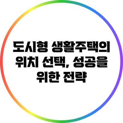 도시형 생활주택의 위치 선택, 성공을 위한 전략