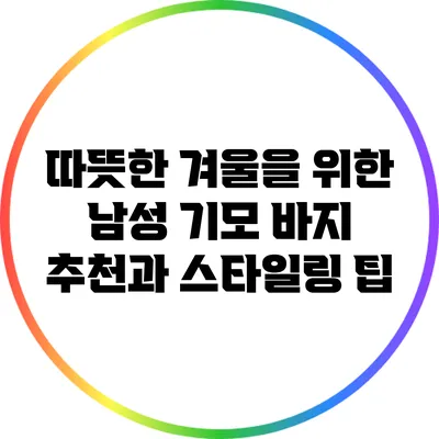 따뜻한 겨울을 위한 남성 기모 바지 추천과 스타일링 팁