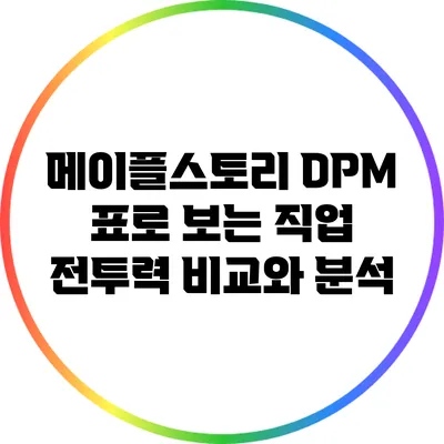 메이플스토리 DPM 표로 보는 직업 전투력 비교와 분석