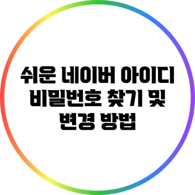 쉬운 네이버 아이디 비밀번호 찾기 및 변경 방법