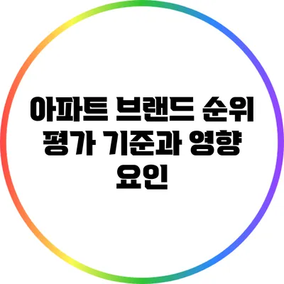 아파트 브랜드 순위: 평가 기준과 영향 요인