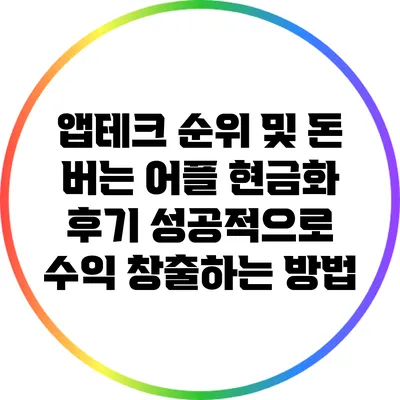 앱테크 순위 및 돈 버는 어플 현금화 후기: 성공적으로 수익 창출하는 방법