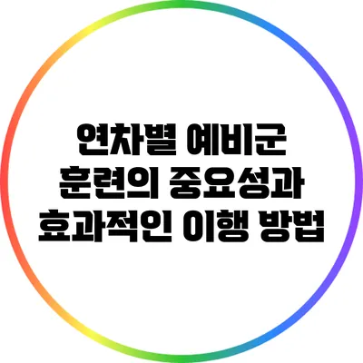 연차별 예비군 훈련의 중요성과 효과적인 이행 방법