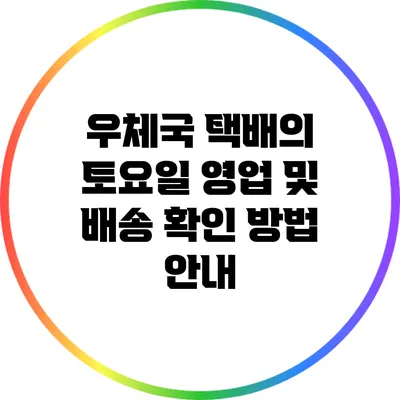 우체국 택배의 토요일 영업 및 배송 확인 방법 안내