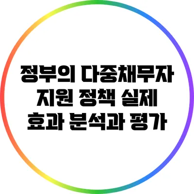 정부의 다중채무자 지원 정책: 실제 효과 분석과 평가