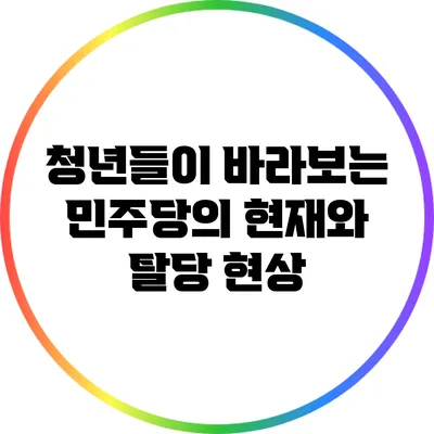 청년들이 바라보는 민주당의 현재와 탈당 현상