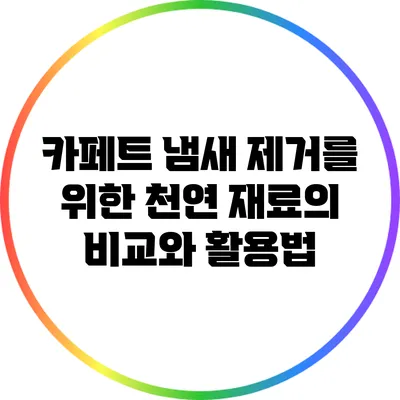 카페트 냄새 제거를 위한 천연 재료의 비교와 활용법
