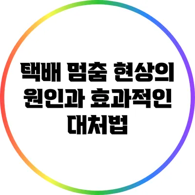 택배 멈춤 현상의 원인과 효과적인 대처법
