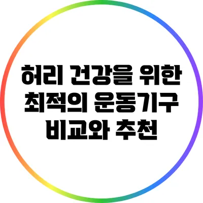 허리 건강을 위한 최적의 운동기구 비교와 추천