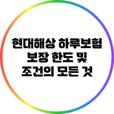 현대해상 하루보험: 보장 한도 및 조건의 모든 것