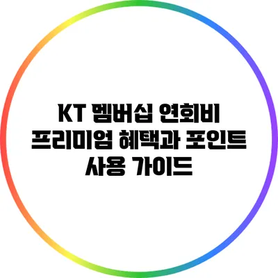 KT 멤버십 연회비: 프리미엄 혜택과 포인트 사용 가이드