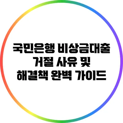 국민은행 비상금대출 거절 사유 및 해결책 완벽 가이드