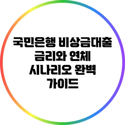 국민은행 비상금대출 금리와 연체 시나리오 완벽 가이드