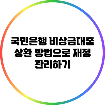 국민은행 비상금대출 상환 방법으로 재정 관리하기
