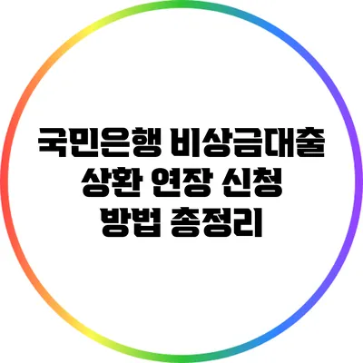 국민은행 비상금대출 상환 연장 신청 방법 총정리