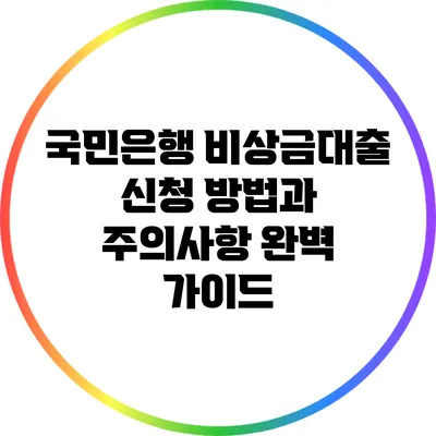 국민은행 비상금대출 신청 방법과 주의사항 완벽 가이드