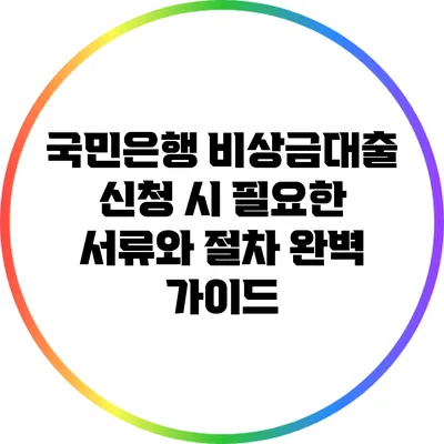 국민은행 비상금대출 신청 시 필요한 서류와 절차 완벽 가이드