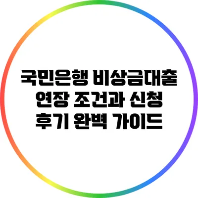 국민은행 비상금대출 연장 조건과 신청 후기 완벽 가이드