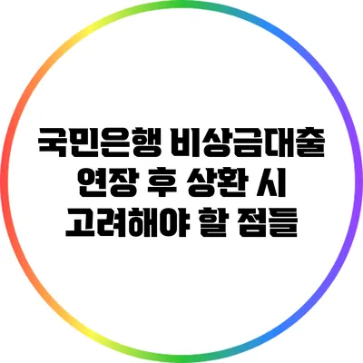 국민은행 비상금대출 연장 후 상환 시 고려해야 할 점들