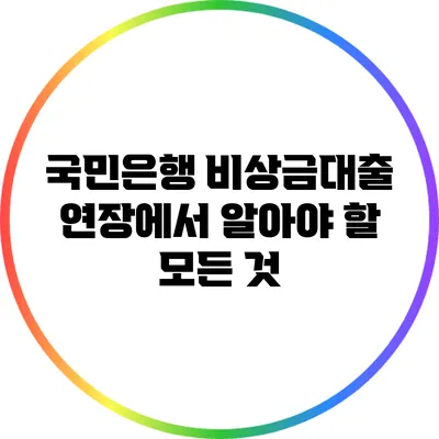 국민은행 비상금대출 연장에서 알아야 할 모든 것