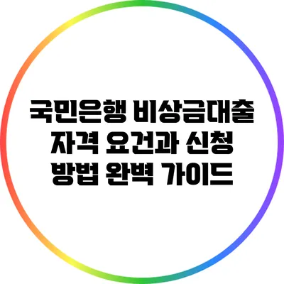 국민은행 비상금대출 자격 요건과 신청 방법 완벽 가이드