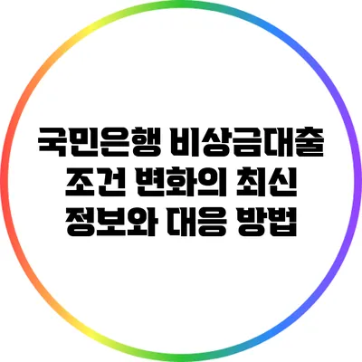 국민은행 비상금대출 조건 변화의 최신 정보와 대응 방법
