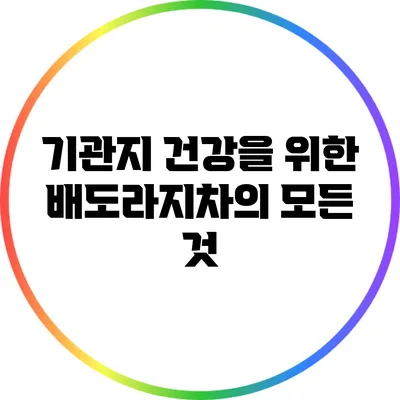 기관지 건강을 위한 배도라지차의 모든 것