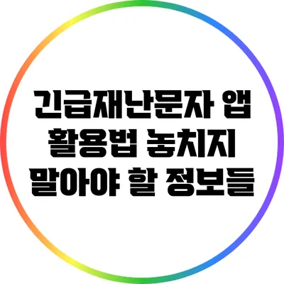 긴급재난문자 앱 활용법: 놓치지 말아야 할 정보들