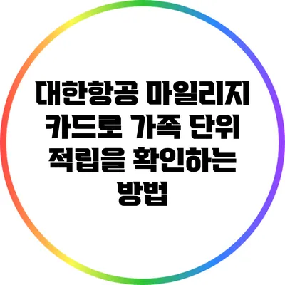 대한항공 마일리지 카드로 가족 단위 적립을 확인하는 방법