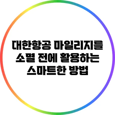 대한항공 마일리지를 소멸 전에 활용하는 스마트한 방법