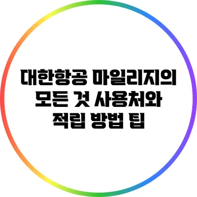 대한항공 마일리지의 모든 것: 사용처와 적립 방법 팁