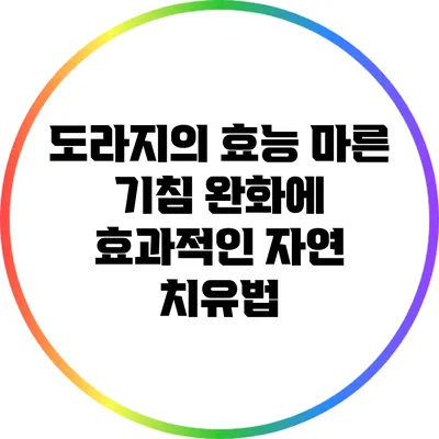 도라지의 효능: 마른 기침 완화에 효과적인 자연 치유법