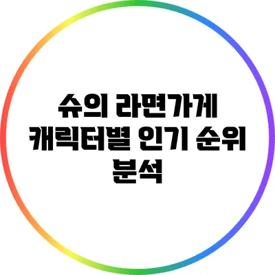 슈의 라면가게 캐릭터별 인기 순위 분석