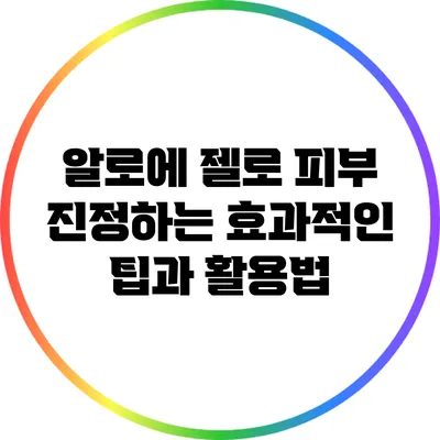 알로에 젤로 피부 진정하는 효과적인 팁과 활용법
