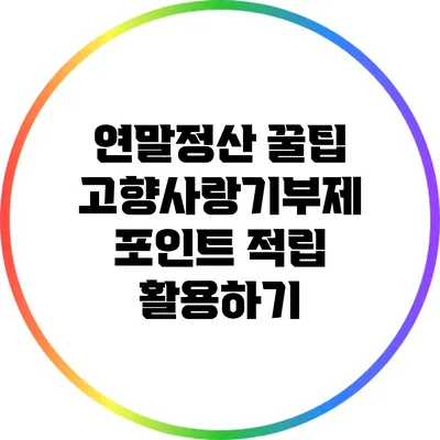 연말정산 꿀팁: 고향사랑기부제 포인트 적립 활용하기