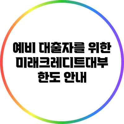 예비 대출자를 위한 미래크레디트대부 한도 안내