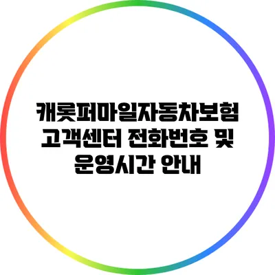 캐롯퍼마일자동차보험 고객센터 전화번호 및 운영시간 안내